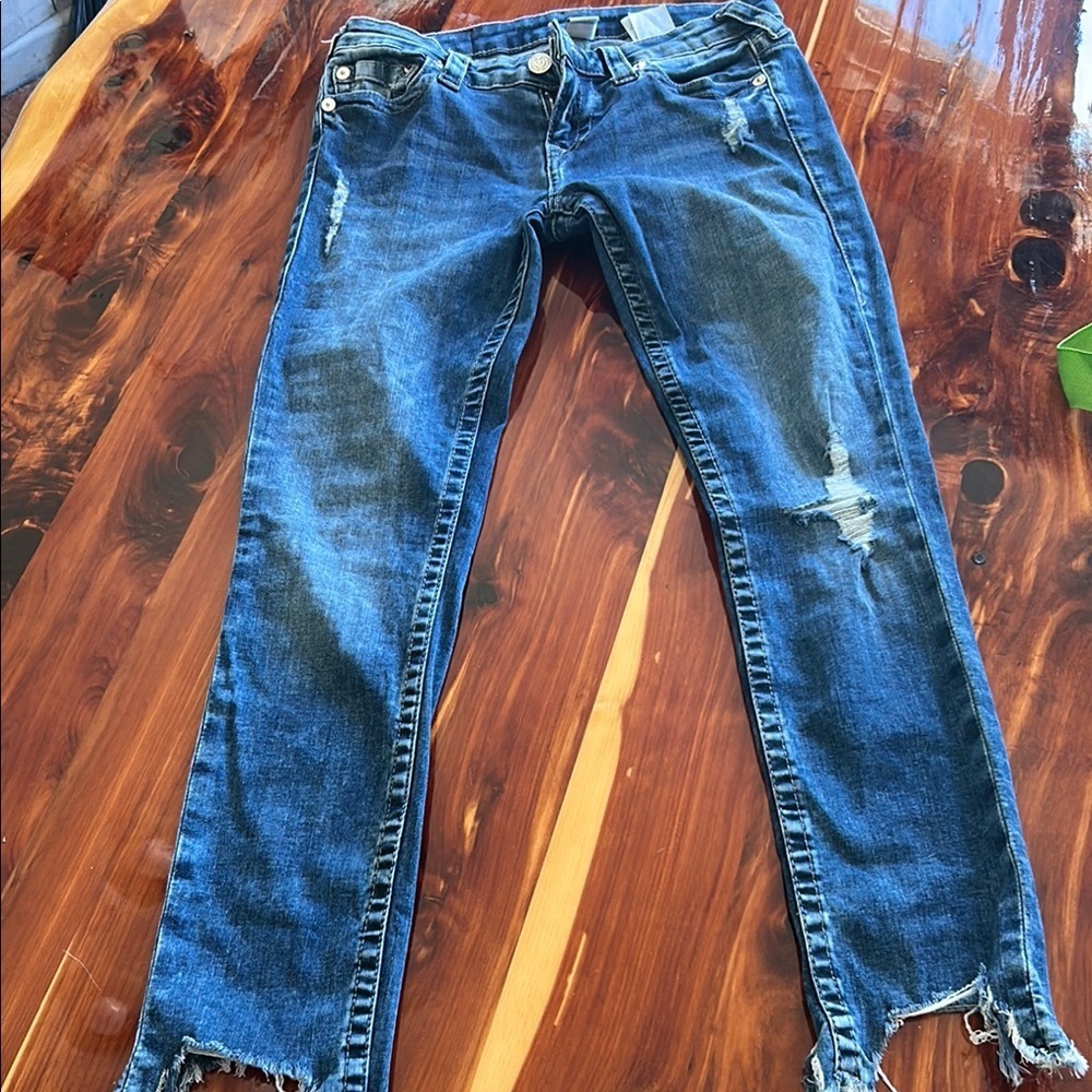 Stylish Blue Distressed Women's Jeans